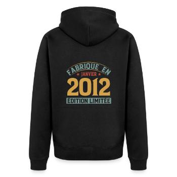 Fabriqué En Janvier 2012 Édition Limitée - Veste à capuche bio Premium Unisexe - noir - Dos - Nico (187cm)