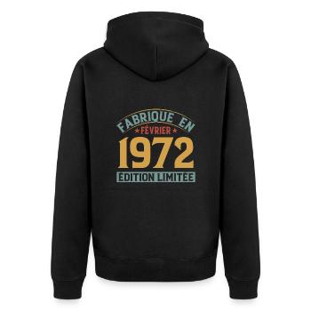Fabriqué En Février 1972 Édition Limitée - Veste à capuche bio Premium Unisexe - noir - Dos - Nico (187cm)