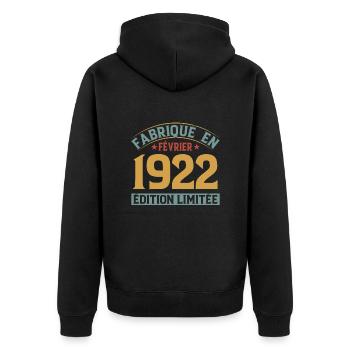 Fabriqué En Février 1922 Édition Limitée - Veste à capuche bio Premium Unisexe - noir - Dos - Nico (187cm)