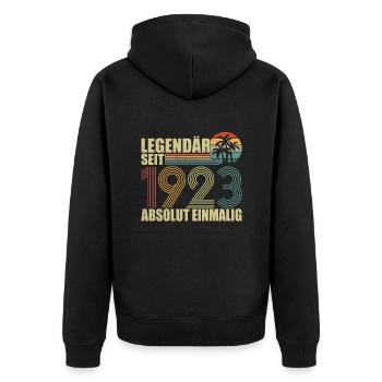Lustiger Geburtstag Awesome seit 1923 - Unisex Premium Bio Zip Hoodie - Schwarz - Hinten - Nico (187cm)