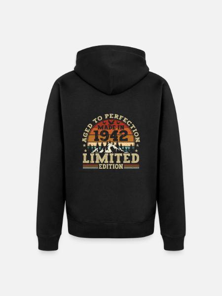 Retro birthday present from 1942 - Unisex Premium Organic Zip Hoodie - black