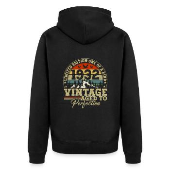 1932 Vintage aged to perfection - Unisex Premium Organic Zip Hoodie - black - Back - Nico (187cm)
