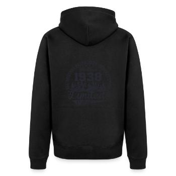 Vintage 1938 All Original Pieces Retro Gift - Unisex Premium Organic Zip Hoodie - black - Back - Nico (187cm)