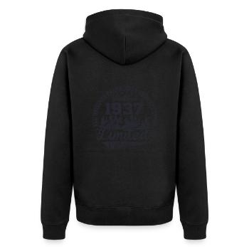 Vintage 1937 All Original Pieces Retro Gift - Unisex Premium Organic Zip Hoodie - black - Back - Nico (187cm)