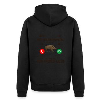 Die Wildschweine Rufen An Jagd - Unisex Premium Bio Zip Hoodie - Schwarz - Hinten - Nico (187cm)