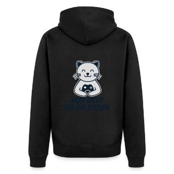 Nerv Nicht Bin Am Zocken - Unisex Premium Bio Zip Hoodie - Schwarz - Hinten - Nico (187cm)