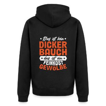 Das Ist Kein Dicker Bauch - Unisex Premium Bio Zip Hoodie - Schwarz - Hinten - Nico (187cm)
