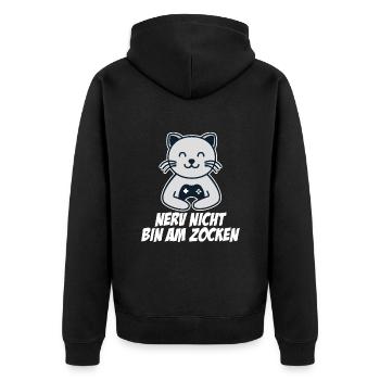 Nerv Nicht Bin Am Zocken - Unisex Premium Bio Zip Hoodie - Schwarz - Hinten - Nico (187cm)