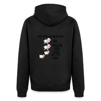 Windstärke Auf Norddeutsch - Unisex Premium Bio Zip Hoodie - Schwarz - Hinten - Nico (187cm)