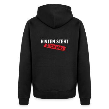 Hinten Steht Auch Was - Unisex Premium Bio Zip Hoodie - Schwarz - Hinten - Nico (187cm)