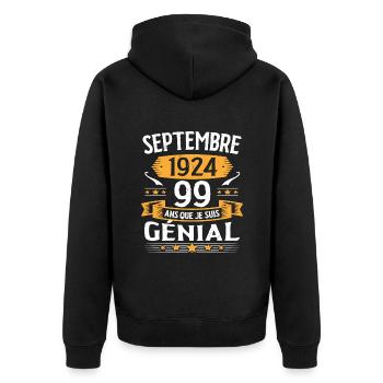 Septembre 1924 99 Ans Que Je Suis Génial Cadeau - Veste à capuche bio Premium Unisexe - noir - Dos - Nico (187cm)