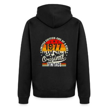 1977 Millésime original - Veste à capuche bio Premium Unisexe - noir - Dos - Nico (187cm)