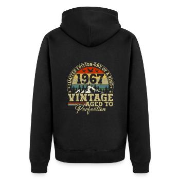 1967 Vintage Bis zur Perfektion Gereift - Unisex Premium Organic Zip Hoodie - black - Back - Nico (187cm)