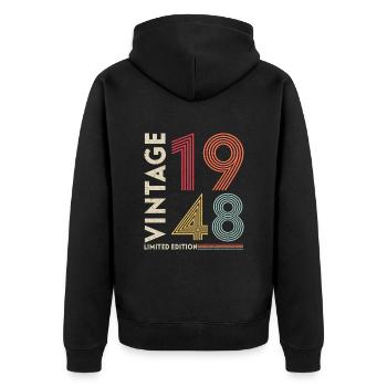 Millésime 1948 Edition limitée - Veste à capuche bio Premium Unisexe - noir - Dos - Nico (187cm)