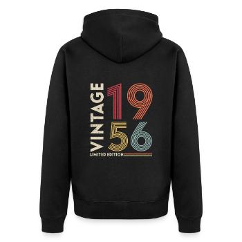 Jahrgang 1956 Limitierte Auflage - Unisex Premium Bio Zip Hoodie - Schwarz - Hinten - Nico (187cm)