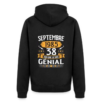 Septembre 1985 38 Ans Que Je Suis Génial Cadeau - Veste à capuche bio Premium Unisexe - noir - Dos - Nico (187cm)
