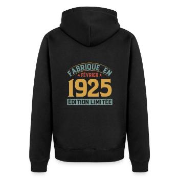 Fabriqué En Février 1925 Édition Limitée - Veste à capuche bio Premium Unisexe - noir - Dos - Nico (187cm)