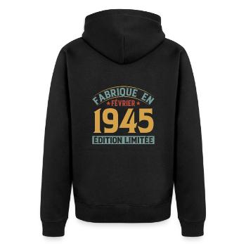 Fabriqué En Février 1945 Édition Limitée - Veste à capuche bio Premium Unisexe - noir - Dos - Nico (187cm)