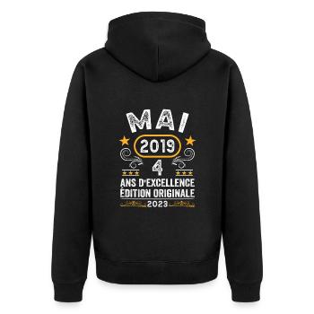 Anniversaire Vintage Idée Cadeau Mai 2019 4 - Veste à capuche bio Premium Unisexe - noir - Dos - Nico (187cm)