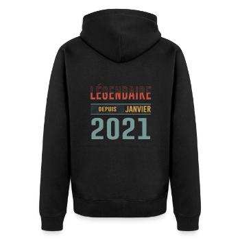 Légendaire Depuis Janvier 2021 Anniversaire - Veste à capuche bio Premium Unisexe - noir - Dos - Nico (187cm)