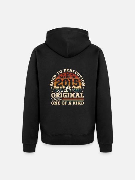 Geboren 2015 Vintage Geburtstag Retro Geschenk - Unisex Premium Organic Zip Hoodie - black