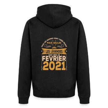 Les Légendes Sont Nées En Février 2021 - Veste à capuche bio Premium Unisexe - noir - Dos - Nico (187cm)