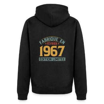 Fabriqué En Février 1967 Édition Limitée - Veste à capuche bio Premium Unisexe - noir - Dos - Nico (187cm)