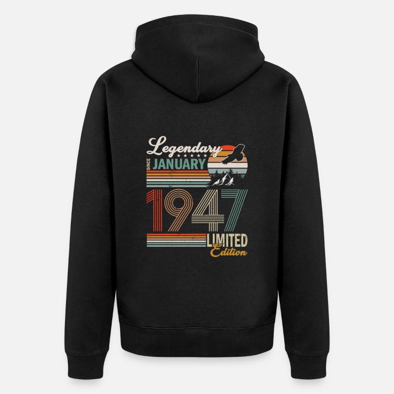 Janvier 1947 - Veste à capuche bio Premium Unisexe - noir