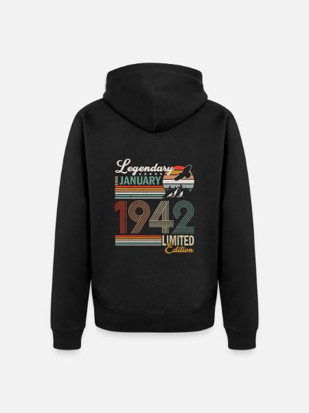 January 1942 - Unisex Premium Organic Zip Hoodie - black