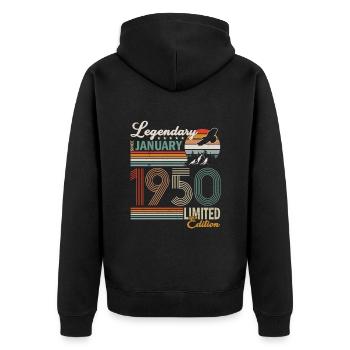 January 1950 - Unisex Premium Organic Zip Hoodie - black - Back - Nico (187cm)