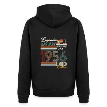 Geburtstagsgeschenk Januar 1956. Januar 1956. - Unisex Premium Bio Zip Hoodie - Schwarz - Hinten - Nico (187cm)
