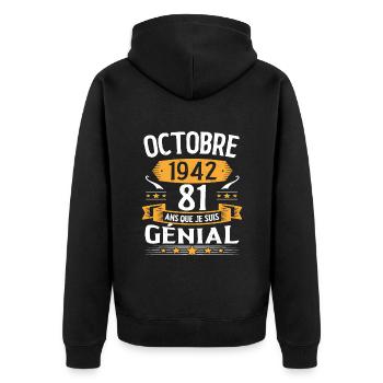 Octobre 1942 81 Ans Que Je Suis Génial Cadeau - Veste à capuche bio Premium Unisexe - noir - Dos - Nico (187cm)