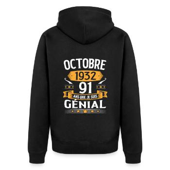Octobre 1932 91 Ans Que Je Suis Génial Cadeau - Veste à capuche bio Premium Unisexe - noir - Dos - Nico (187cm)