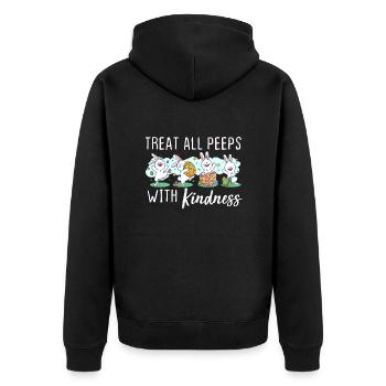 Treat All Peeps With Kindness Easter Teacher Gift - Unisex Premium Organic Zip Hoodie - black - Back - Nico (187cm)