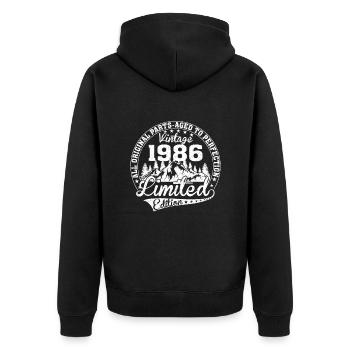 Die Besten Frauen Sind 1986 Geboren - Unisex Premium Bio Zip Hoodie - Schwarz - Hinten - Nico (187cm)