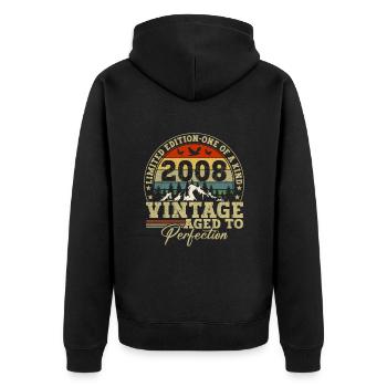Limited Edition 2008 - Unisex Premium Organic Zip Hoodie - black - Back - Nico (187cm)
