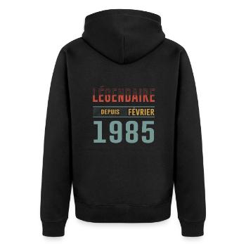 Légendaire Depuis Février 1985 Anniversaire - Veste à capuche bio Premium Unisexe - noir - Dos - Nico (187cm)