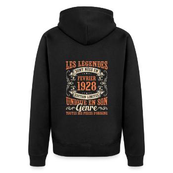 MILLÉSIME FÉVRIER 1928 ÉDITION LIMITÉE - Veste à capuche bio Premium Unisexe - noir - Dos - Nico (187cm)