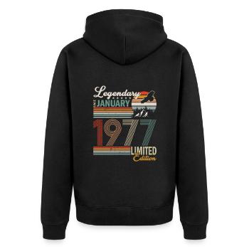 January 1977| Birthday 1977 Born January - Unisex Premium Organic Zip Hoodie - black - Back - Nico (187cm)