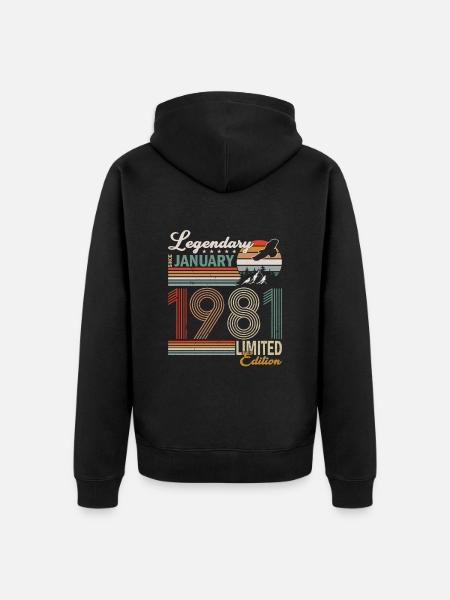 Awesome since January 1981 - Unisex Premium Organic Zip Hoodie - black