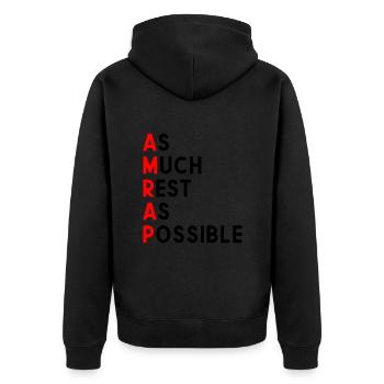 Autant de repos que possible AMRAP drôle - Veste à capuche bio Premium Unisexe - noir - Dos - Nico (187cm)