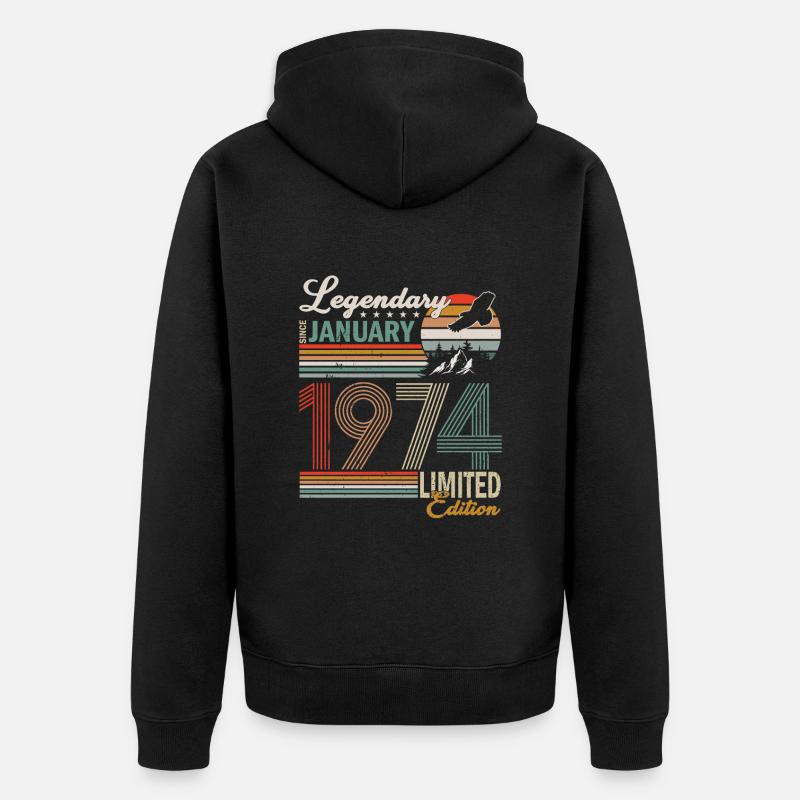 Janvier 1974 Rétro - Veste à capuche bio Premium Unisexe - noir