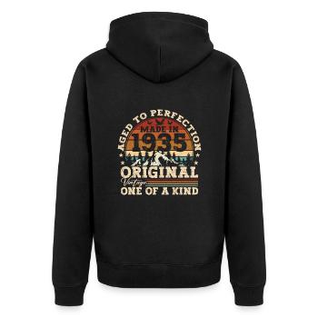 86th birthday gift Original born 1935 - Unisex Premium Organic Zip Hoodie - black - Back - Nico (187cm)
