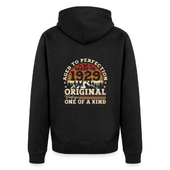 Jahrgang 1929 Retro Vintage - Unisex Premium Organic Zip Hoodie - black - Back - Nico (187cm)
