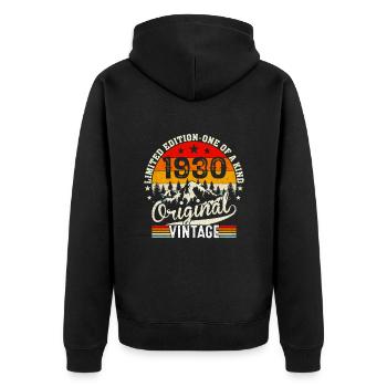 MADE IN 1930 - Unisex Premium Bio Zip Hoodie - Schwarz - Hinten - Nico (187cm)