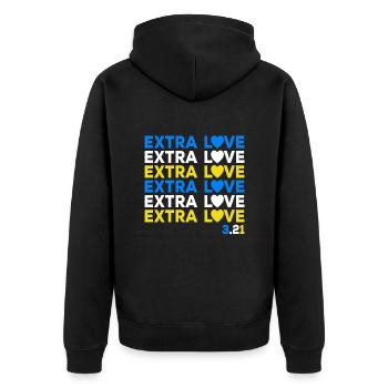 Down-Syndrom: Zusätzliche Chromosomen, zusätzliche Liebe - Unisex Premium Bio Zip Hoodie - Schwarz - Hinten - Nico (187cm)