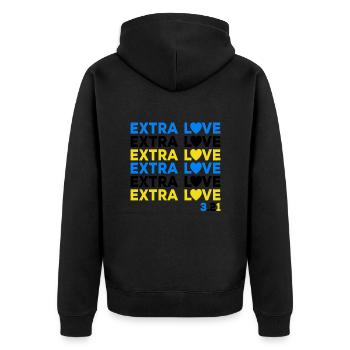Down-Syndrom: Zusätzliche Chromosomen, zusätzliche Liebe - Unisex Premium Bio Zip Hoodie - Schwarz - Hinten - Nico (187cm)
