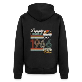 Legendary since January 1966 - Unisex Premium Organic Zip Hoodie - black - Back - Nico (187cm)