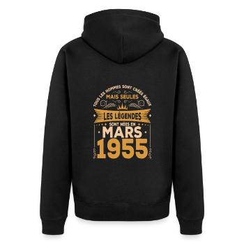 Mars 1955 | Mars 1955 anniversaire 1955 - Veste à capuche bio Premium Unisexe - noir - Dos - Nico (187cm)