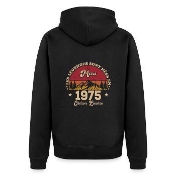 März 1975 Geburtstag 1975 Retro 1975 März - Unisex Premium Bio Zip Hoodie - Schwarz - Hinten - Nico (187cm)
